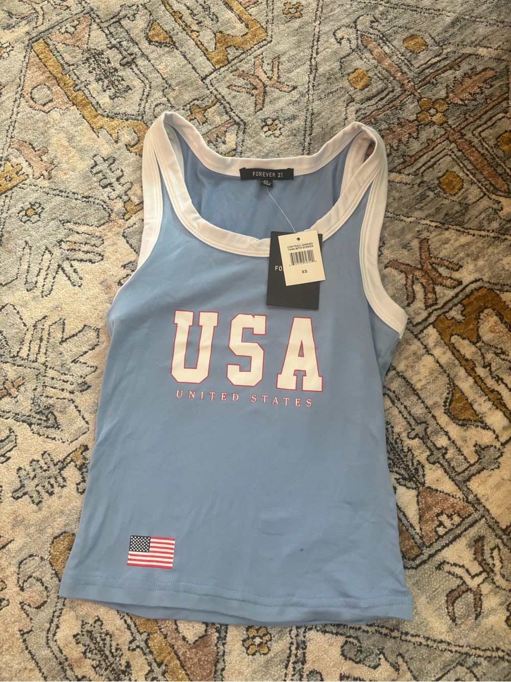 New NWT Patriotic American Flag Tank Top Shirt Forever 21  Size XS